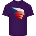 Curled Czechia Flag Czech Republic Day Football Mens Cotton T-Shirt Tee Top Purple