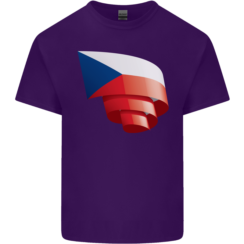 Curled Czechia Flag Czech Republic Day Football Mens Cotton T-Shirt Tee Top Purple