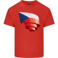Curled Czechia Flag Czech Republic Day Football Mens Cotton T-Shirt Tee Top Red
