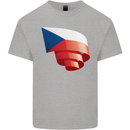Curled Czechia Flag Czech Republic Day Football Mens Cotton T-Shirt Tee Top Sports Grey