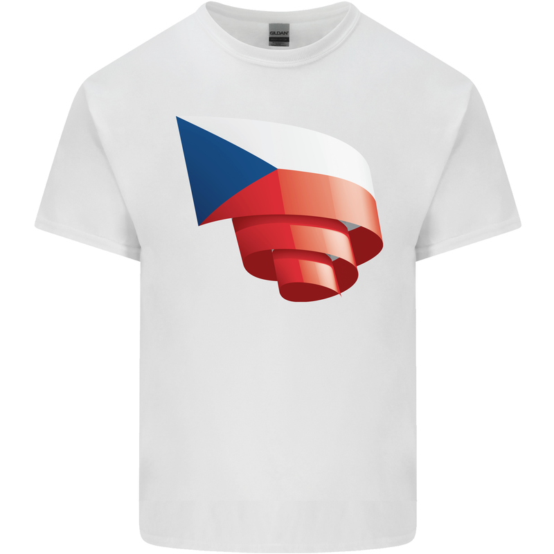 Curled Czechia Flag Czech Republic Day Football Mens Cotton T-Shirt Tee Top White