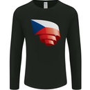 Curled Czechia Flag Czech Republic Day Football Mens Long Sleeve T-Shirt Black