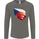 Curled Czechia Flag Czech Republic Day Football Mens Long Sleeve T-Shirt Charcoal