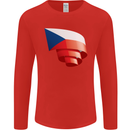 Curled Czechia Flag Czech Republic Day Football Mens Long Sleeve T-Shirt Red