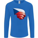 Curled Czechia Flag Czech Republic Day Football Mens Long Sleeve T-Shirt Royal Blue