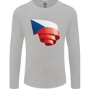 Curled Czechia Flag Czech Republic Day Football Mens Long Sleeve T-Shirt Sports Grey