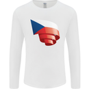 Curled Czechia Flag Czech Republic Day Football Mens Long Sleeve T-Shirt White