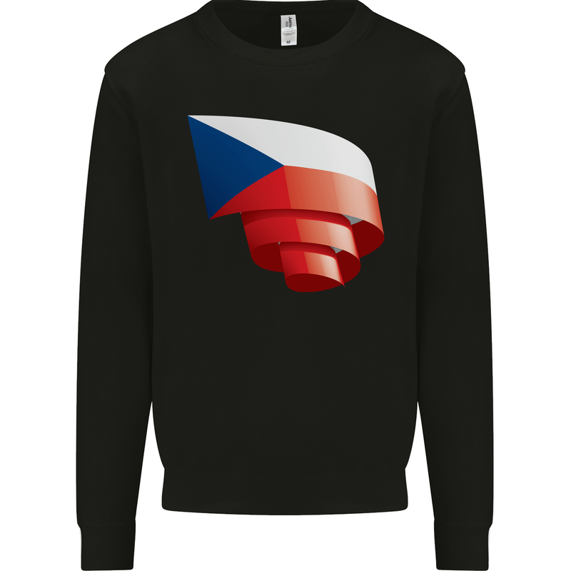 Curled Czechia Flag Czech Republic Day Football Mens Sweatshirt Jumper Black