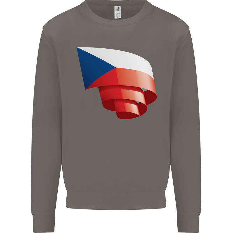 Curled Czechia Flag Czech Republic Day Football Mens Sweatshirt Jumper Charcoal