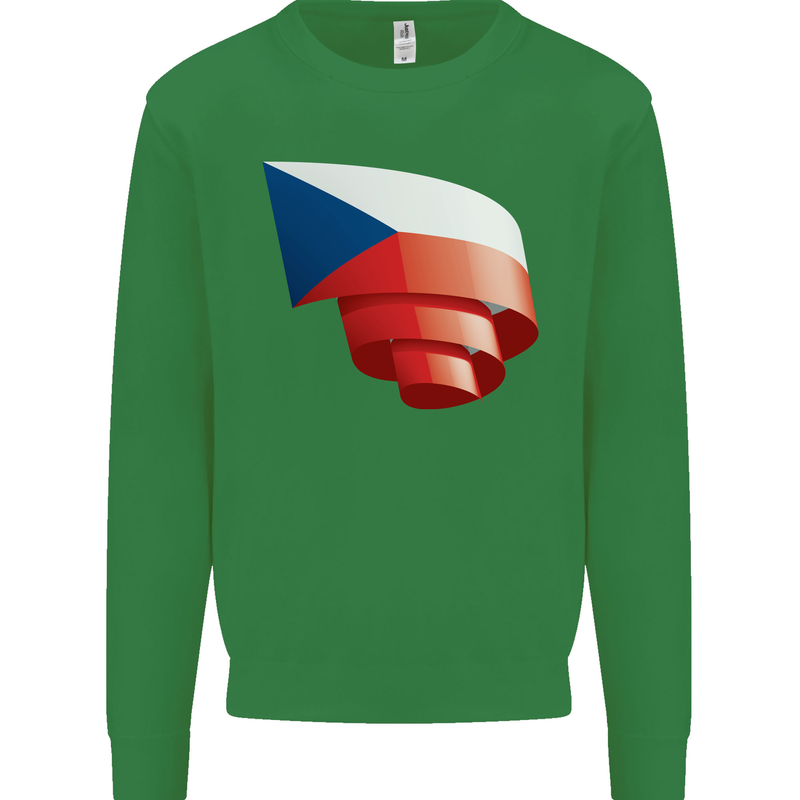 Curled Czechia Flag Czech Republic Day Football Mens Sweatshirt Jumper Irish Green
