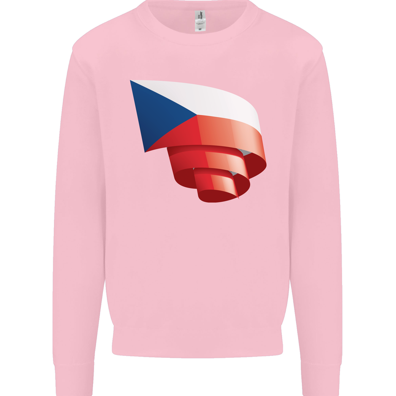 Curled Czechia Flag Czech Republic Day Football Mens Sweatshirt Jumper Light Pink