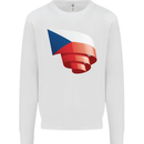 Curled Czechia Flag Czech Republic Day Football Mens Sweatshirt Jumper White
