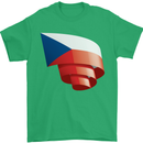 Curled Czechia Flag Czech Republic Day Football Mens T-Shirt 100% Cotton Irish Green
