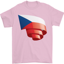 Curled Czechia Flag Czech Republic Day Football Mens T-Shirt 100% Cotton Light Pink