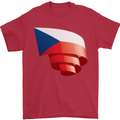 Curled Czechia Flag Czech Republic Day Football Mens T-Shirt 100% Cotton Red