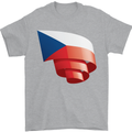 Curled Czechia Flag Czech Republic Day Football Mens T-Shirt 100% Cotton Sports Grey