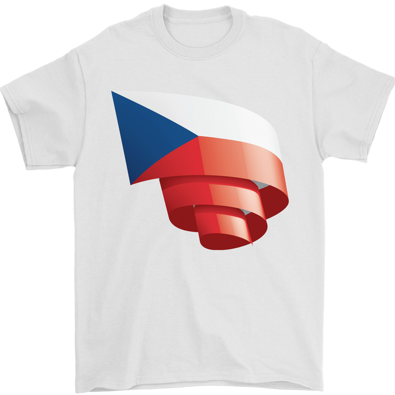 Curled Czechia Flag Czech Republic Day Football Mens T-Shirt 100% Cotton White