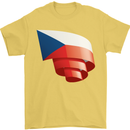 Curled Czechia Flag Czech Republic Day Football Mens T-Shirt 100% Cotton Yellow