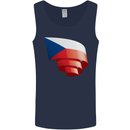 Curled Czechia Flag Czech Republic Day Football Mens Vest Tank Top Navy Blue