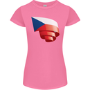 Curled Czechia Flag Czech Republic Day Football Womens Petite Cut T-Shirt Azalea