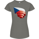 Curled Czechia Flag Czech Republic Day Football Womens Petite Cut T-Shirt Charcoal