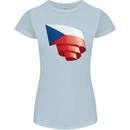 Curled Czechia Flag Czech Republic Day Football Womens Petite Cut T-Shirt Light Blue