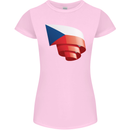 Curled Czechia Flag Czech Republic Day Football Womens Petite Cut T-Shirt Light Pink