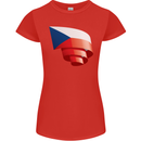 Curled Czechia Flag Czech Republic Day Football Womens Petite Cut T-Shirt Red