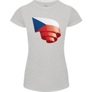Curled Czechia Flag Czech Republic Day Football Womens Petite Cut T-Shirt Sports Grey