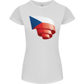 Curled Czechia Flag Czech Republic Day Football Womens Petite Cut T-Shirt White