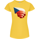 Curled Czechia Flag Czech Republic Day Football Womens Petite Cut T-Shirt Yellow