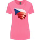 Curled Czechia Flag Czech Republic Day Football Womens Wider Cut T-Shirt Azalea