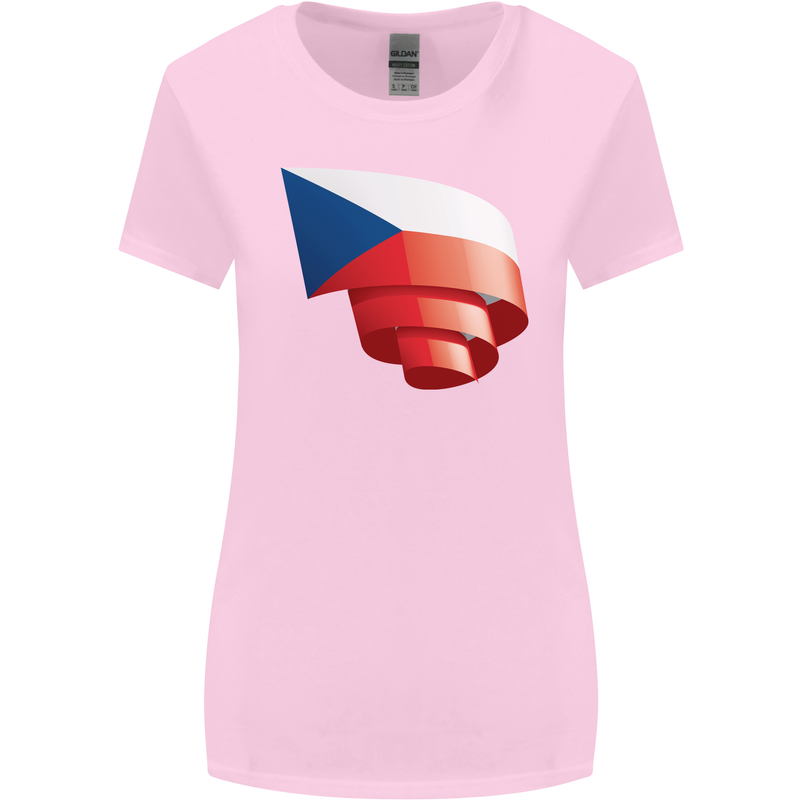 Curled Czechia Flag Czech Republic Day Football Womens Wider Cut T-Shirt Light Pink