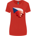 Curled Czechia Flag Czech Republic Day Football Womens Wider Cut T-Shirt Red