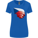 Curled Czechia Flag Czech Republic Day Football Womens Wider Cut T-Shirt Royal Blue