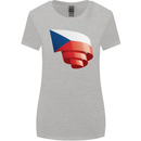 Curled Czechia Flag Czech Republic Day Football Womens Wider Cut T-Shirt Sports Grey