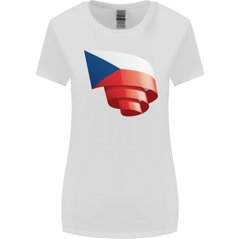 Curled Czechia Flag Czech Republic Day Football Womens Wider Cut T-Shirt White