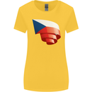 Curled Czechia Flag Czech Republic Day Football Womens Wider Cut T-Shirt Yellow
