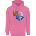 Curled DR Congo Flag Congolese Day Football Childrens Kids Hoodie Azalea