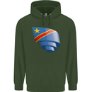 Curled DR Congo Flag Congolese Day Football Childrens Kids Hoodie Forest Green