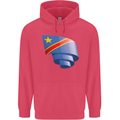 Curled DR Congo Flag Congolese Day Football Childrens Kids Hoodie Heliconia