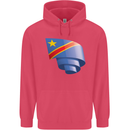 Curled DR Congo Flag Congolese Day Football Childrens Kids Hoodie Heliconia