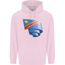 Curled DR Congo Flag Congolese Day Football Childrens Kids Hoodie Light Pink