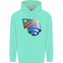 Curled DR Congo Flag Congolese Day Football Childrens Kids Hoodie Peppermint