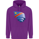Curled DR Congo Flag Congolese Day Football Childrens Kids Hoodie Purple