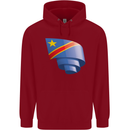 Curled DR Congo Flag Congolese Day Football Childrens Kids Hoodie Red