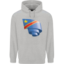 Curled DR Congo Flag Congolese Day Football Childrens Kids Hoodie Sports Grey