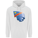 Curled DR Congo Flag Congolese Day Football Childrens Kids Hoodie White