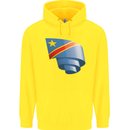 Curled DR Congo Flag Congolese Day Football Childrens Kids Hoodie Yellow