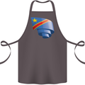 Curled DR Congo Flag Congolese Day Football Cotton Apron 100% Organic Dark Grey